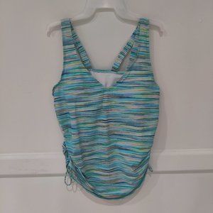 Lands' End Womens Adjustable V-neck Cinch Underwire Tankini $60 Size 20WT 6D455